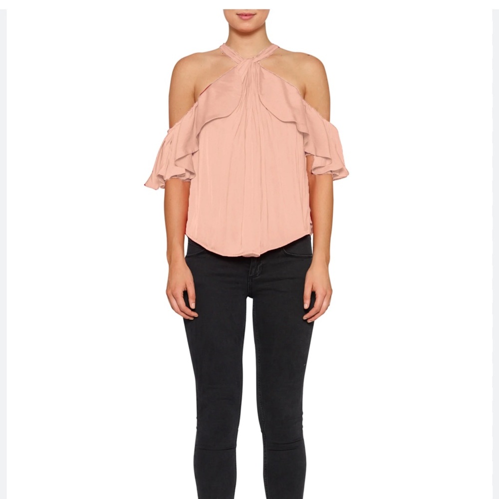 Luxe Deluxe NWT Look Twice Cold Shoulder Ruffle Top in Blush Size 2